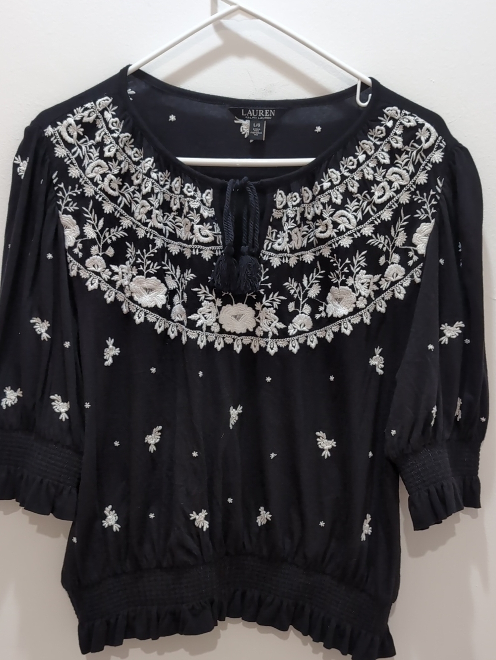 Lauren Ralph Lauren Embroidered Top L